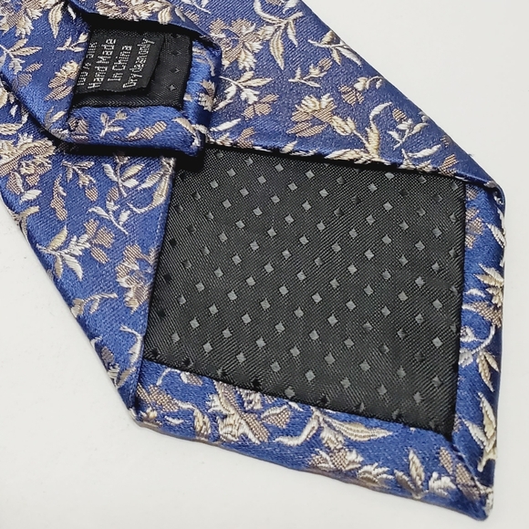 Pronto Uomo Platinum Blue Geometric Men's Silk Neck Tie Jacquard Fabric - Picture 3 of 5